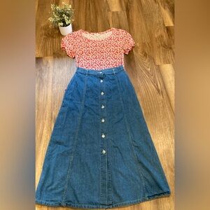 Vintage Honors Cotton Denim Button-Down Skirt